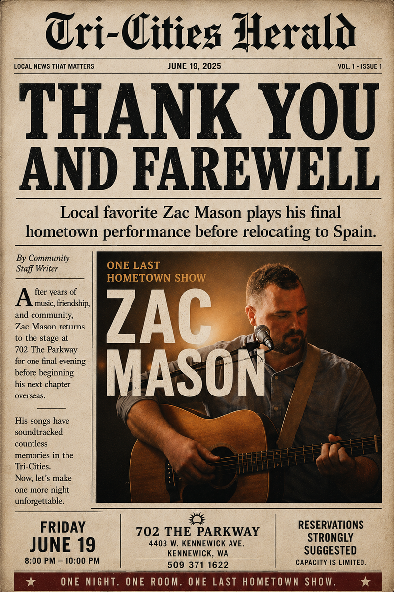 Zac Mason LIVE! Farewell Tour