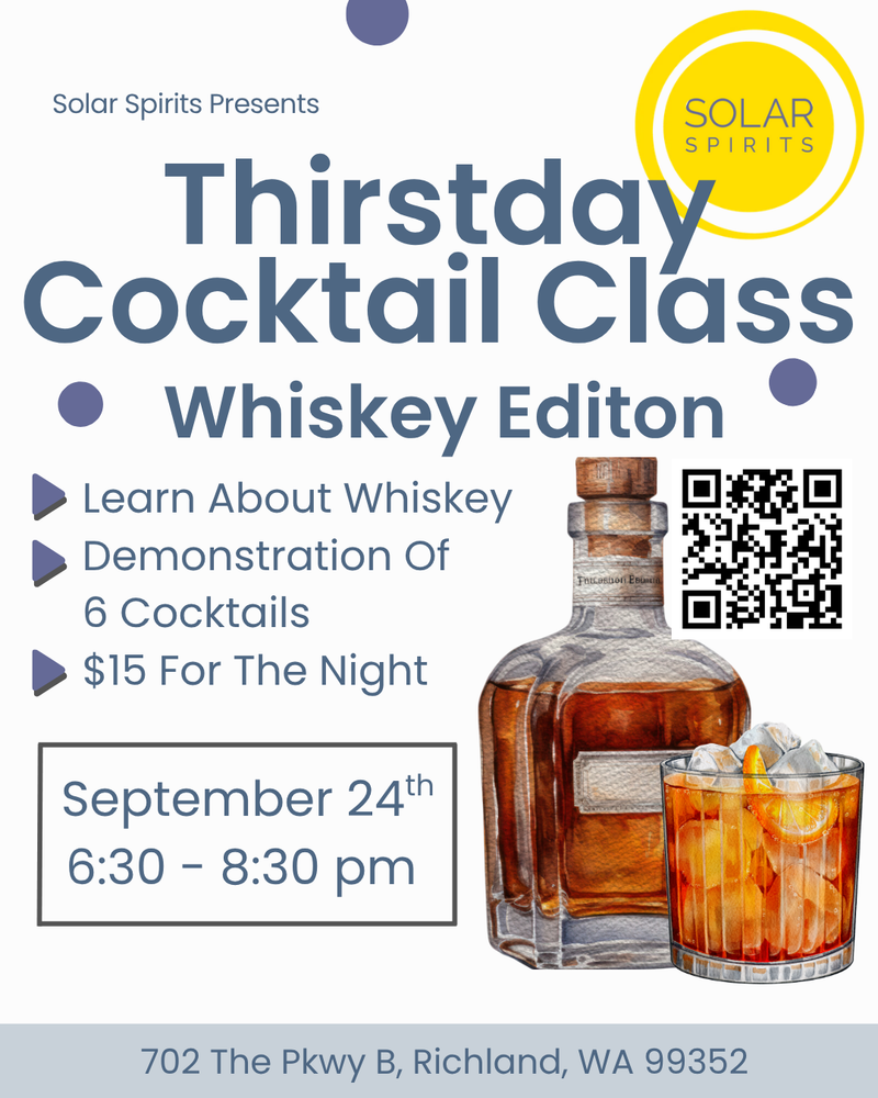 Whiskey Cocktail Building Class at Solar Spirits!